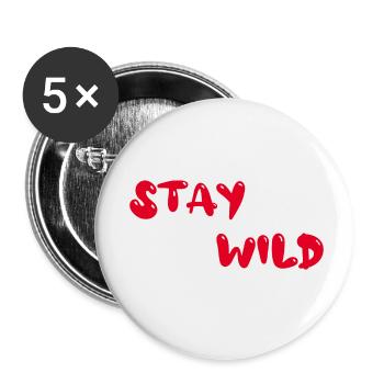 stay wild - Buttons klein 25 mm (5er Pack) - Weiß - Vorne