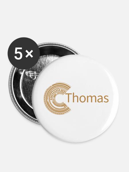 Für Thomas - Buttons klein 25 mm (5er Pack) - Weiß