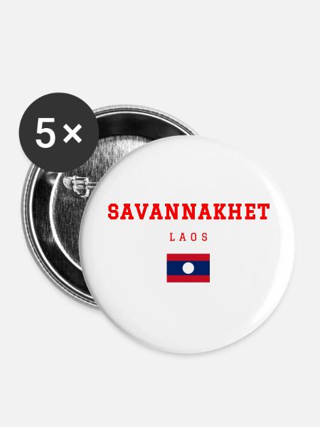 Savannakhet Laos - Buttons klein 25 mm (5er Pack) - Weiß