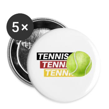 Tennis Eleganz: Schwarz, Rot, Gold - Buttons klein 25 mm (5er Pack) - Weiß - Vorne