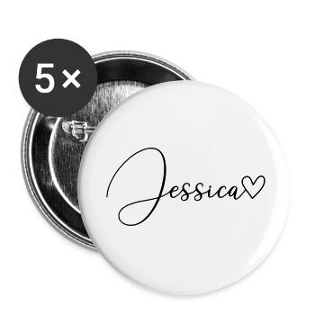 Jessica Surname First Name Girl - Buttons small 1''/25 mm (5-pack) - white - Front