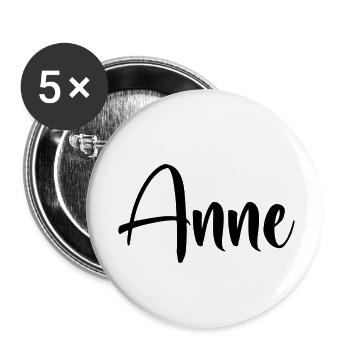 First name - Anne - Buttons small 1''/25 mm (5-pack) - white - Front