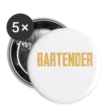 Bartender Hiding From Wife Charges... Barman Barte - Buttons klein 25 mm (5er Pack) - Weiß - Vorne