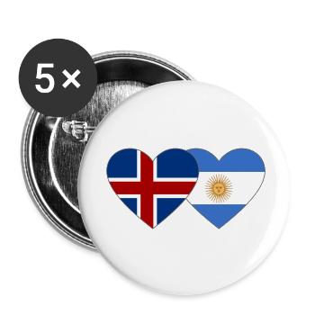 Islande Argentine Drapeau Coeur - Lot de 5 petits badges (25 mm) - blanc - Devant