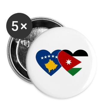 Kosovo Jordan Flag Heart - Buttons small 1''/25 mm (5-pack) - white - Front