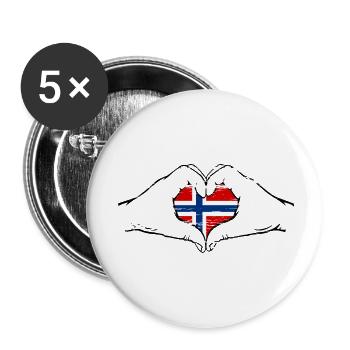 Norway flag heart shape used - Buttons small 1''/25 mm (5-pack) - white - Front