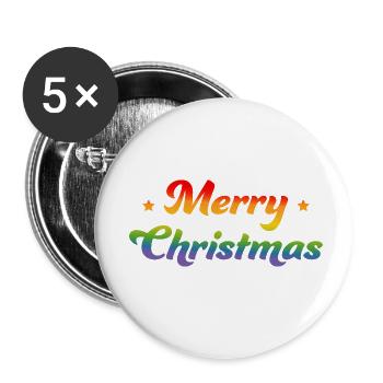 LGBTQI Rainbow Merry Christmas Starlet - Buttons small 1''/25 mm (5-pack) - white - Front