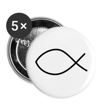 Symbole chrétien de poisson - Lot de 5 petits badges (25 mm) - blanc - Devant
