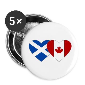 Scotland Canada Flag Heart - Buttons small 1''/25 mm (5-pack) - white - Front
