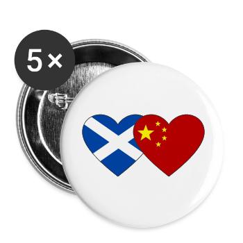 Scotland China Flag Heart - Buttons small 1''/25 mm (5-pack) - white - Front