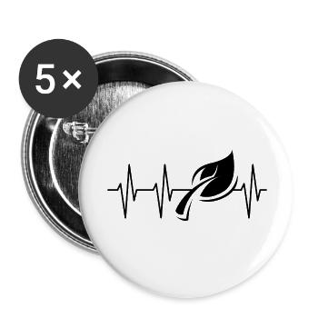 Herzschlag Blatt grün Symbol Wald Puls Icon Ekg - Buttons klein 25 mm (5er Pack) - Weiß - Vorne