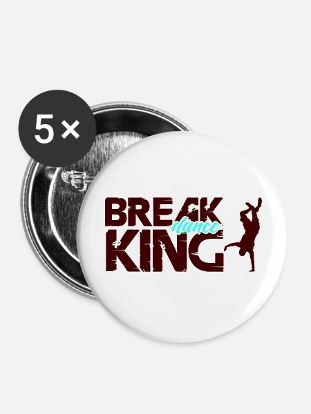break dance king - Buttons klein 25 mm (5er Pack) - Weiß