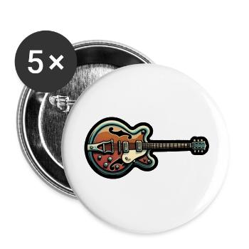 Autocollant de guitare - Lot de 5 petits badges (25 mm) - blanc - Devant