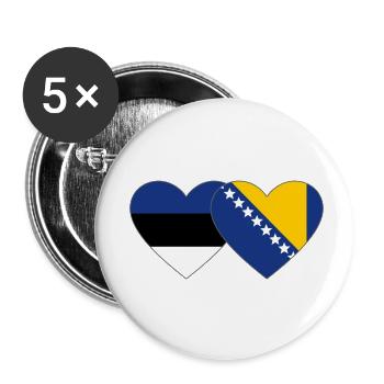 Estonia Bosnia Flag Heart - Buttons small 1''/25 mm (5-pack) - white - Front