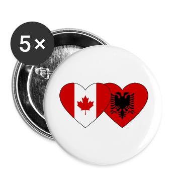 Canada Albania Flag Heart - Buttons small 1''/25 mm (5-pack) - white - Front