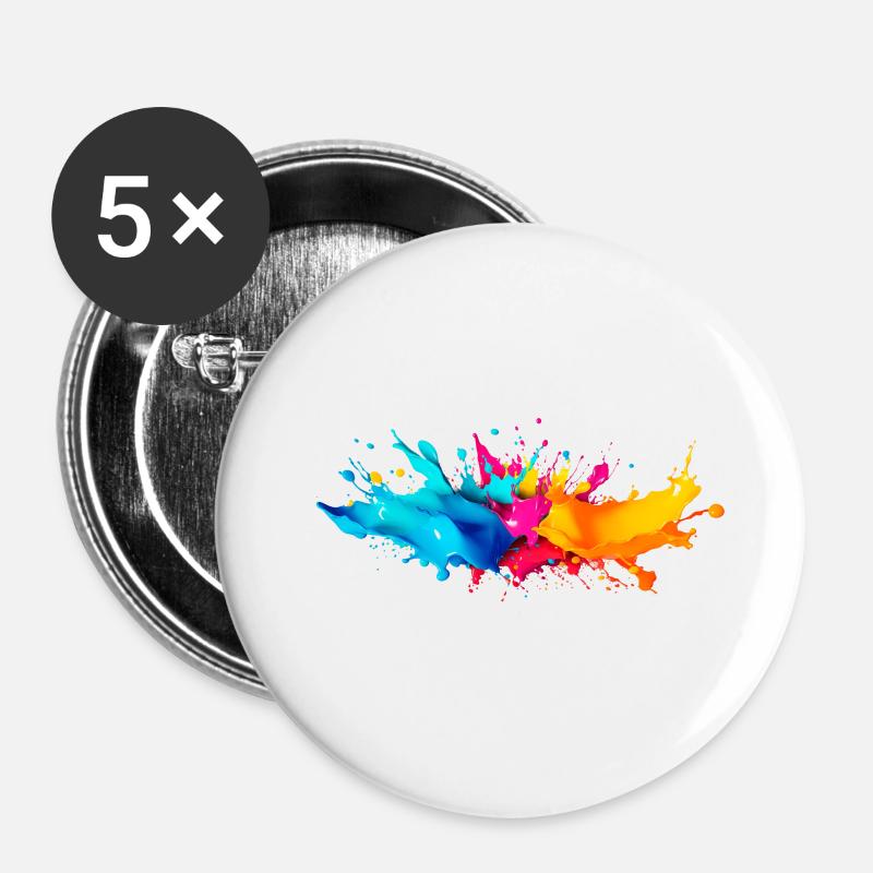 Explosion de Peinture - Lot de 5 petits badges (25 mm) - blanc