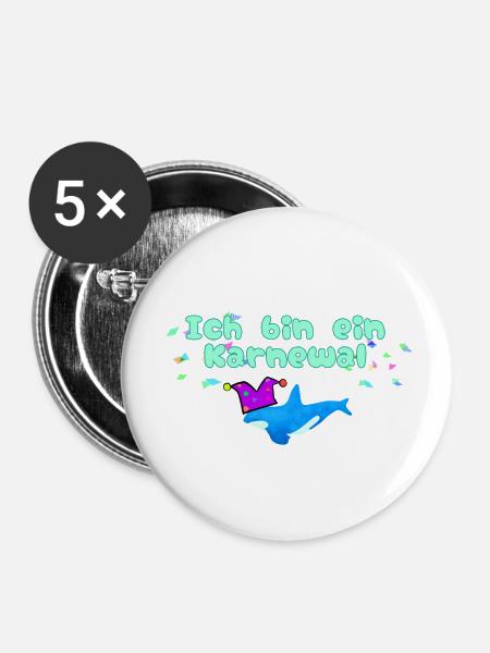 Ich bin ein karnewal,wal,karnewal, karneval - Buttons klein 25 mm (5er Pack) - Weiß