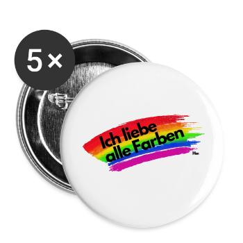 Ich liebe alle Farben - Buttons klein 25 mm (5er Pack) - Weiß - Vorne