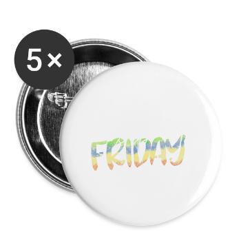 Happy Friday Lettrage Enfin Week-end Temps libre - Lot de 5 petits badges (25 mm) - blanc - Devant