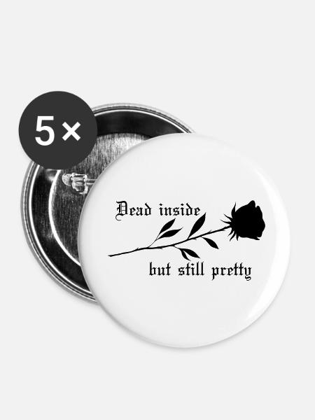 Dead Inside Rose - Buttons klein 25 mm (5er Pack) - Weiß
