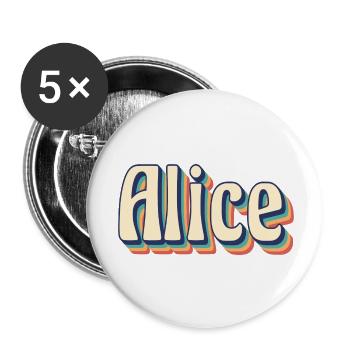 Alice t-shirt retro vintage t-shirt gift idea - Buttons small 1''/25 mm (5-pack) - white - Front