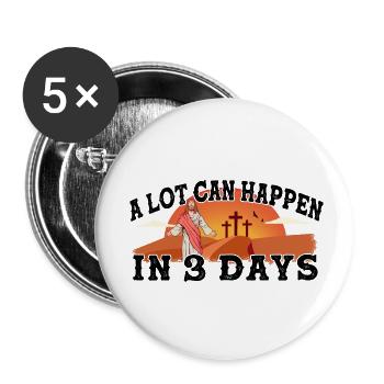 Beaucoup de choses peuvent se passer en 3 jours de croix du jour de Pâques - Lot de 5 petits badges (25 mm) - blanc - Devant