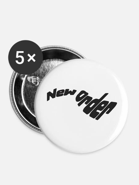 New Order - Buttons klein 25 mm (5er Pack) - Weiß