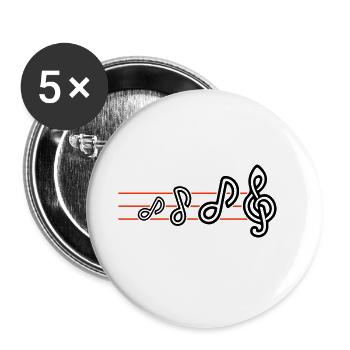 Sheet Music Music - Buttons small 1''/25 mm (5-pack) - white - Front