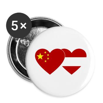 China Austria Flag Heart - Buttons small 1''/25 mm (5-pack) - white - Front
