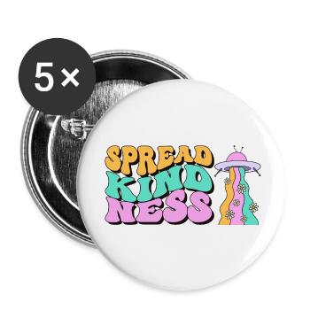 Spread Kindness Script with Colorful UFO Rainbow - Buttons small 1''/25 mm (5-pack) - white - Front