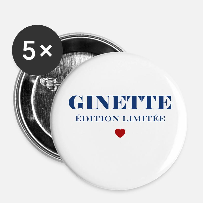 ginette - Lot de 5 petits badges (25 mm) - blanc