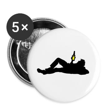 Drinking Beer Silhouette - Buttons small 1''/25 mm (5-pack) - white - Front