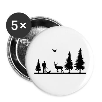 Chasseur - Lot de 5 petits badges (25 mm) - blanc - Devant