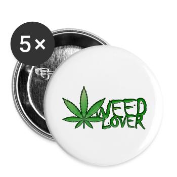 Weed Lover - Buttons small 1''/25 mm (5-pack) - white - Front