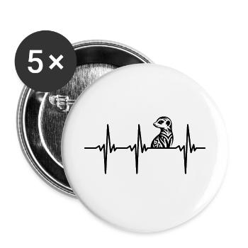 Battement de cœur pour le tatouage de suricate tribal mignon - Lot de 5 petits badges (25 mm) - blanc - Devant