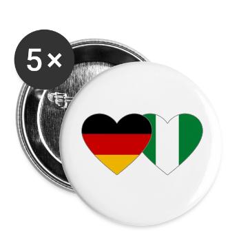 Allemagne Nigeria Drapeau Coeur - Lot de 5 petits badges (25 mm) - blanc - Devant