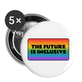 Die Zukunft ist inklusiv Gay Pride Regenbogen - Buttons klein 25 mm (5er Pack) - Weiß - Vorne
