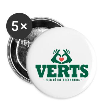 j aime les verts football stéphanois Saint étienne - Lot de 5 petits badges (25 mm) - blanc - Devant