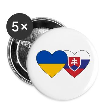 Ukraine Slowakei Flagge Herz - Buttons klein 25 mm (5er Pack) - Weiß - Vorne