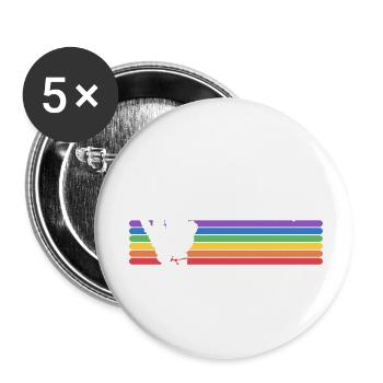 Sei du selbst, Rock Skull LGBTQ Stolz Verbündeter Gay Pride - Buttons klein 25 mm (5er Pack) - Weiß - Vorne