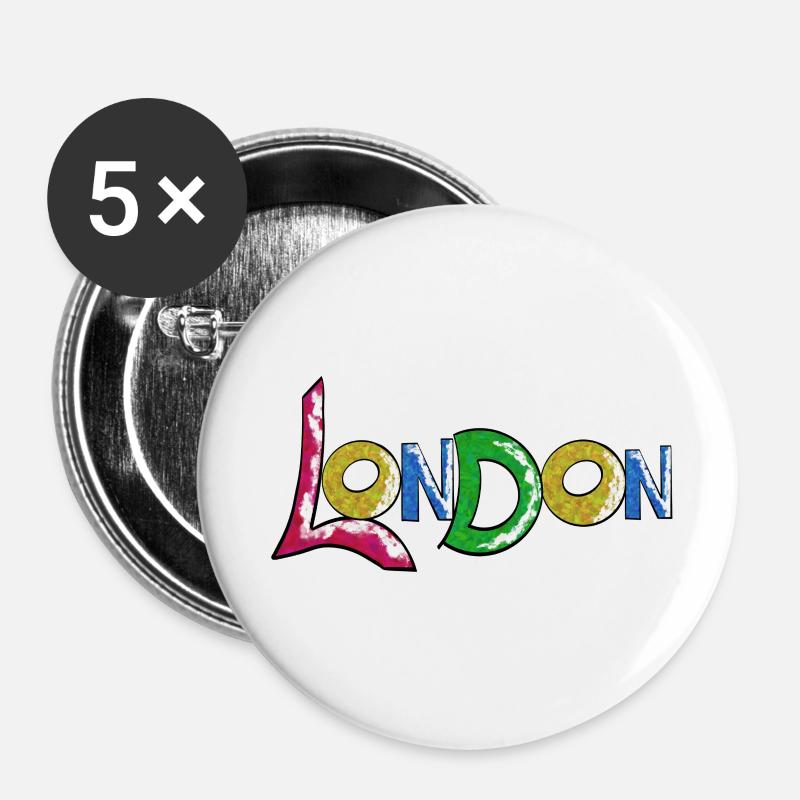 Vibrant London lettering in gradient - Buttons small 1''/25 mm (5-pack) - white