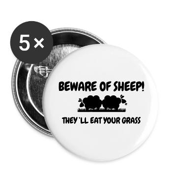 Beware of sheep! - Buttons small 1''/25 mm (5-pack) - white - Front