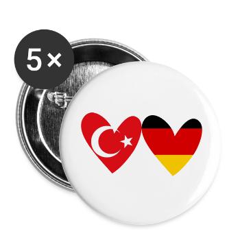 Allemagne Turquie Amitié Cœur Allemand Turquie - Lot de 5 petits badges (25 mm) - blanc - Devant