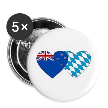 Drapeau de la Nouvelle-Zélande Bavaria Coeur - Lot de 5 petits badges (25 mm) - blanc - Devant