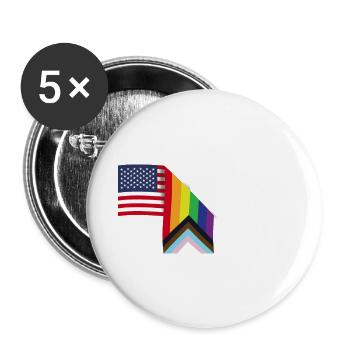 Stolzer Verbündeter und stolzer Patriot USA Flagge LGBT Schwul - Buttons klein 25 mm (5er Pack) - Weiß - Vorne
