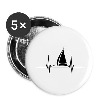 Sailing Boat Heartbeat Sailboat - Buttons small 1''/25 mm (5-pack) - white - Front