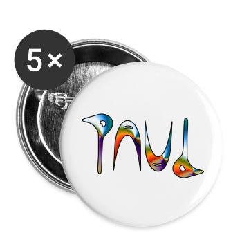 Paul - Lot de 5 petits badges (25 mm) - blanc - Devant
