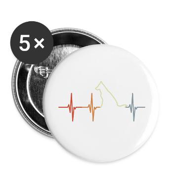 Hund Herzschlag Vintage Look - Buttons klein 25 mm (5er Pack) - Weiß - Vorne