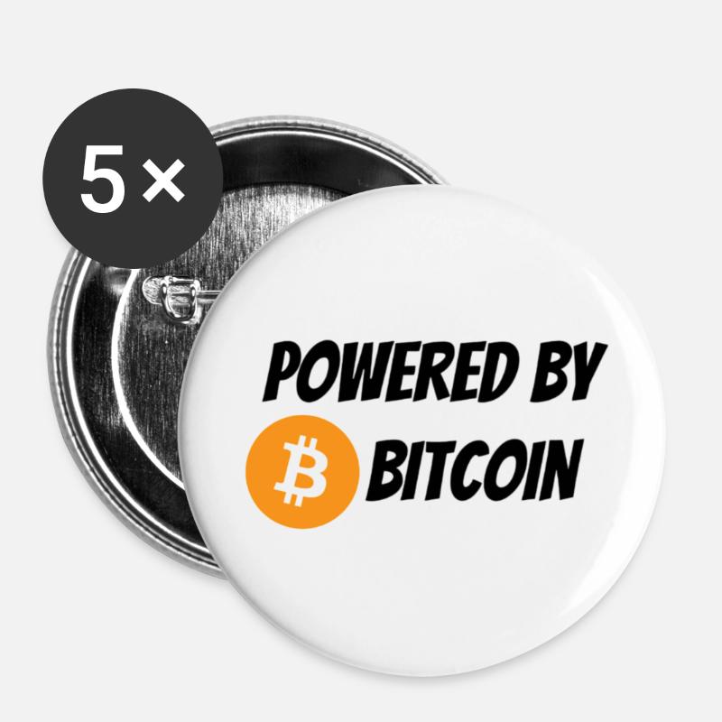 Powered By Bitcoin - Buttons small 1''/25 mm (5-pack) - white