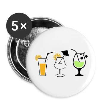 cocktails - Buttons klein 25 mm (5er Pack) - Weiß - Vorne